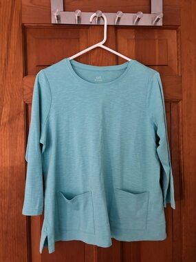 J.Jill Aqua Organic Cotton Jersey Top Size Medium New Condition